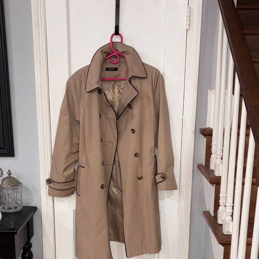 Ralph Lauren Tan Trench Coat with leather Piping